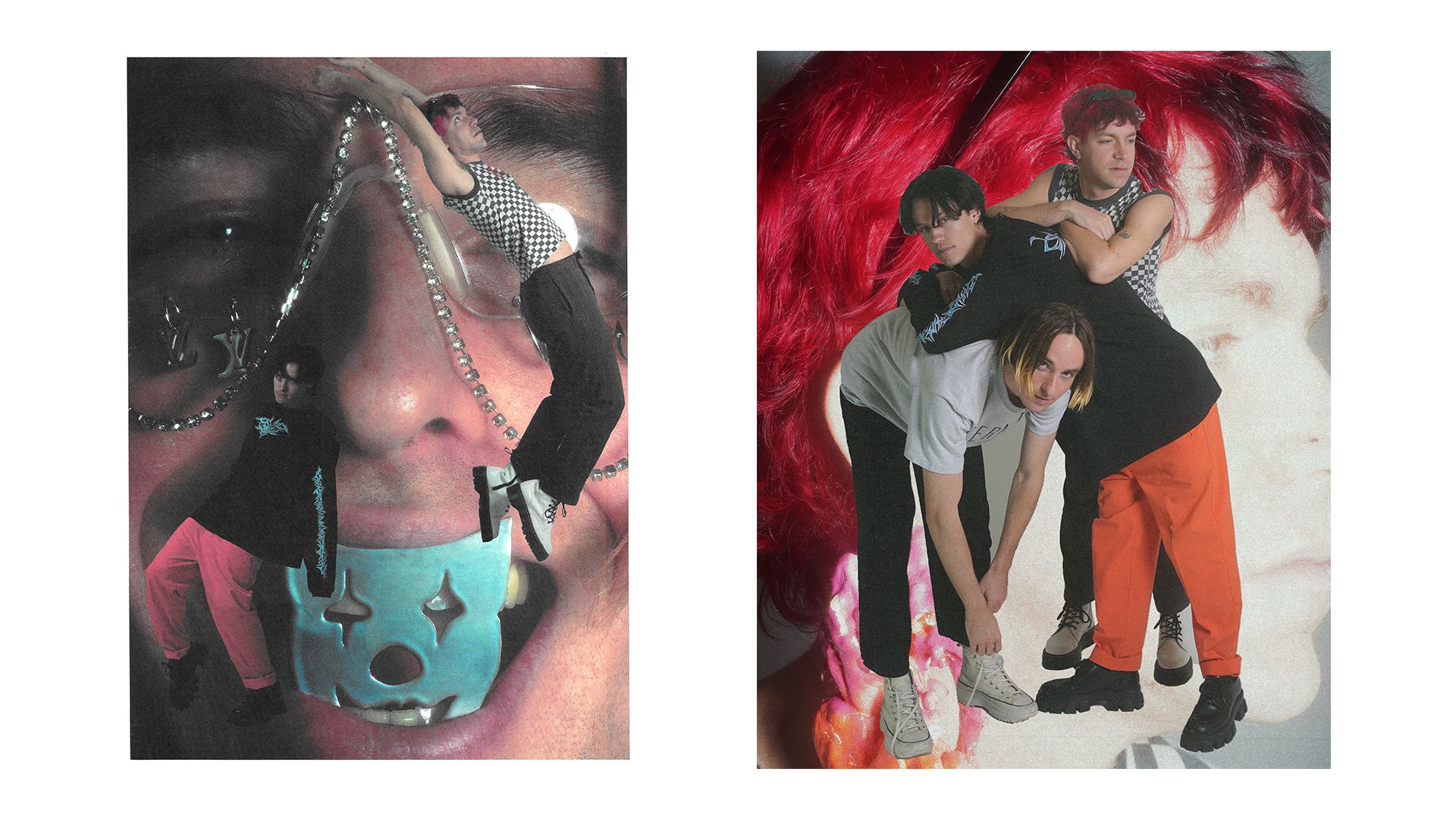 Hot flash Heat Wave campaign shoot of band members posing over profile closeups