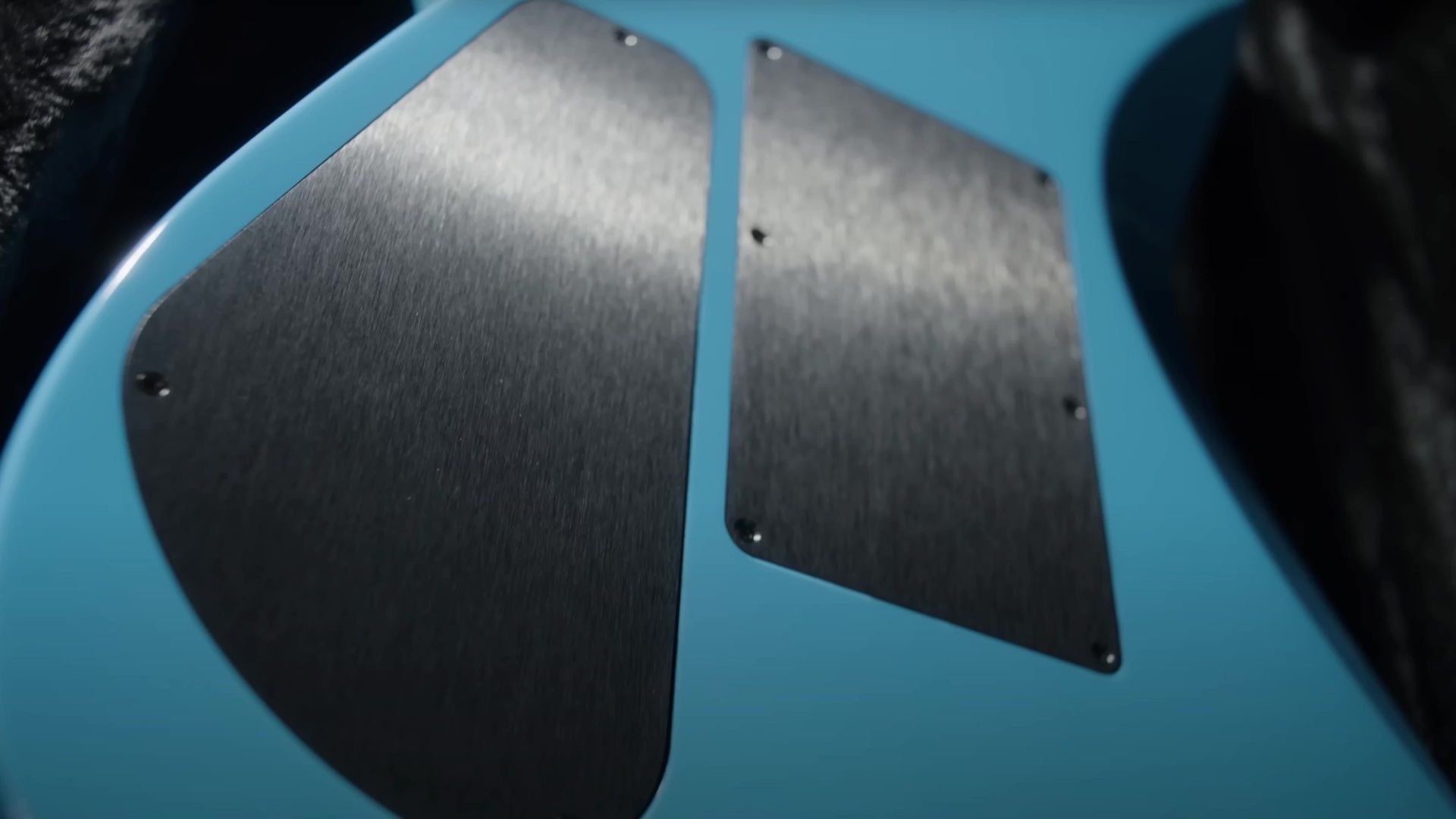 Jackson American Series Soloist campaign video panning across the blue guitar